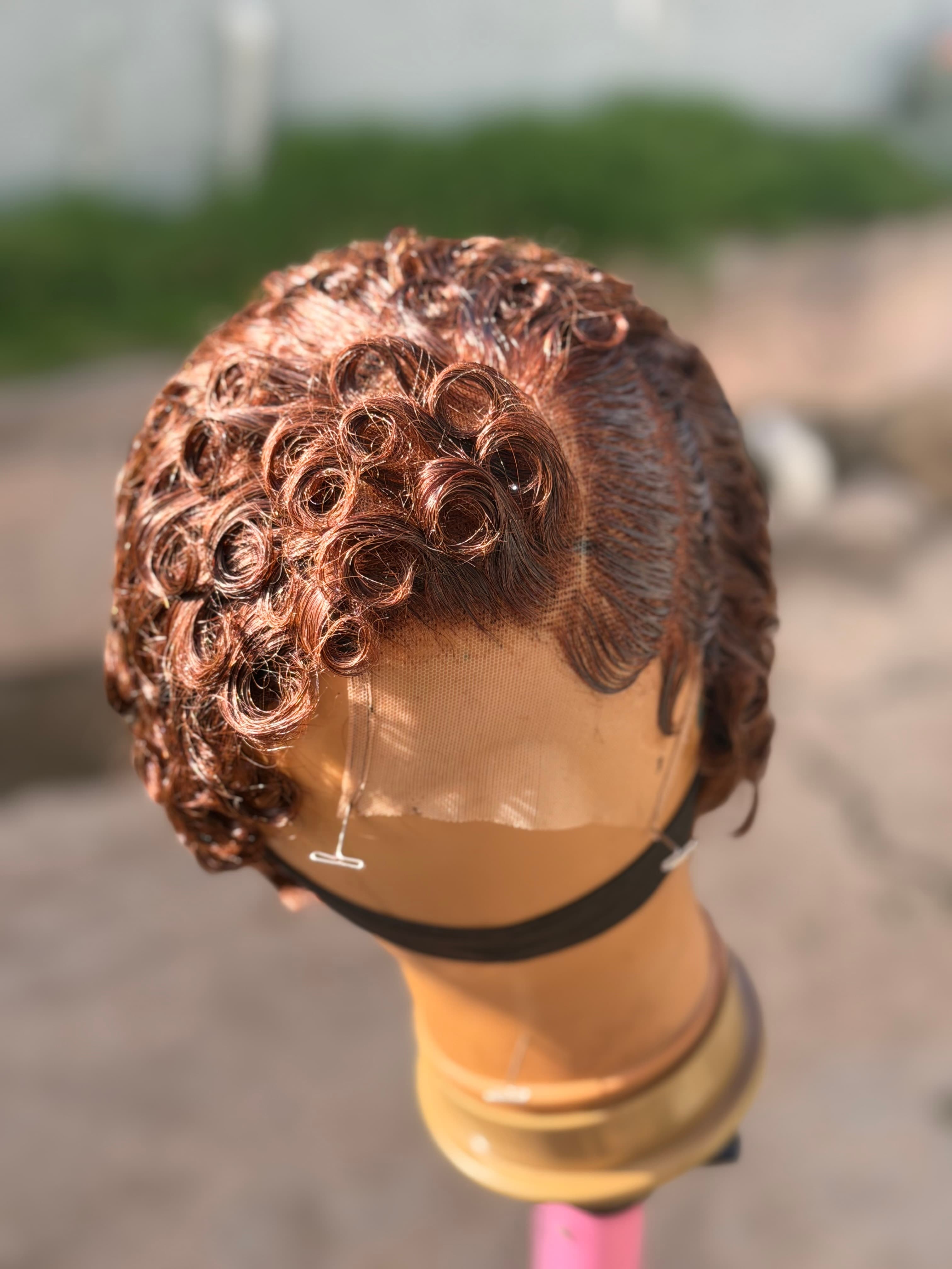 Dark brown pixie cut closure. 600Gh